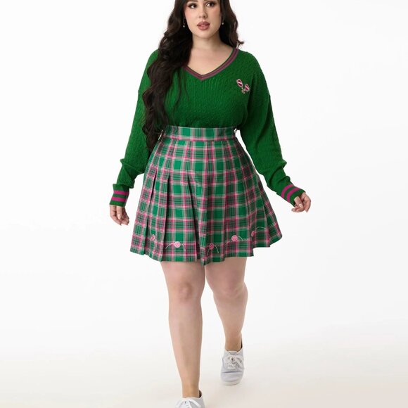 Smak Parlour Dresses & Skirts - NWOT Unique Vintage/Smak Parlour Pink & Green Plaid Pickleball Pleated Skirt